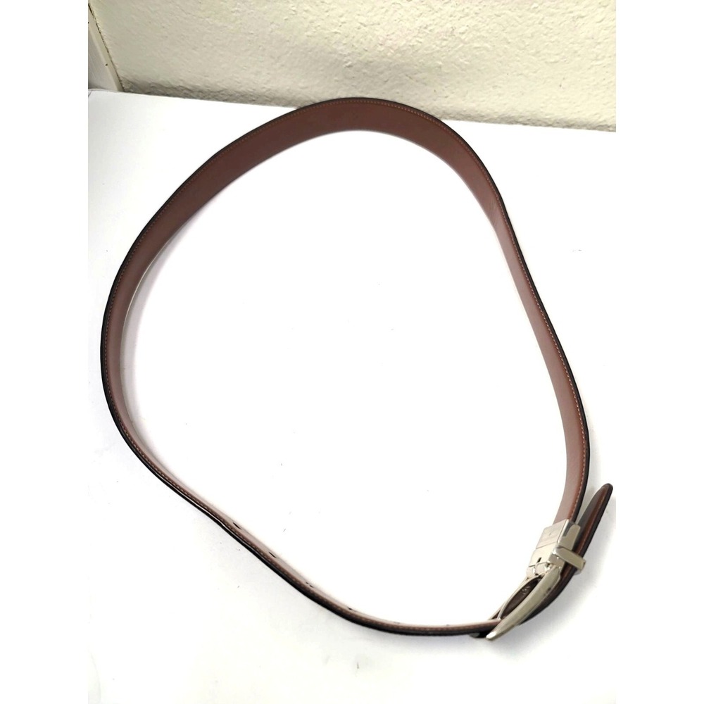 Perry Ellis Men's Black & Brown Bonded Leather Belt With Silver Buckle Size 34/8